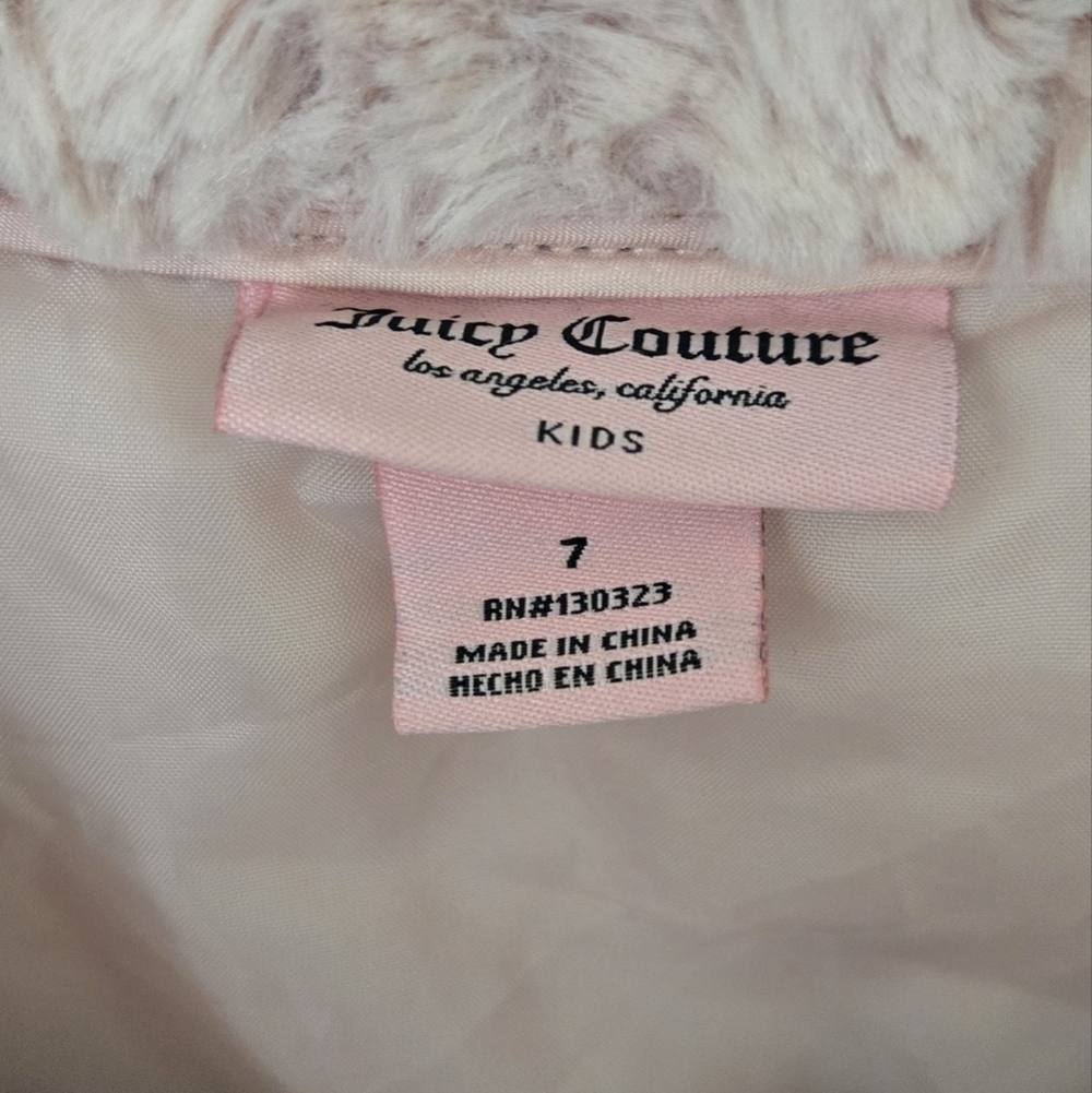 JUICY COUTURE PLUSH DRESS PeaCOAT Blush Pink Girls 7 - Picture 3 of 5